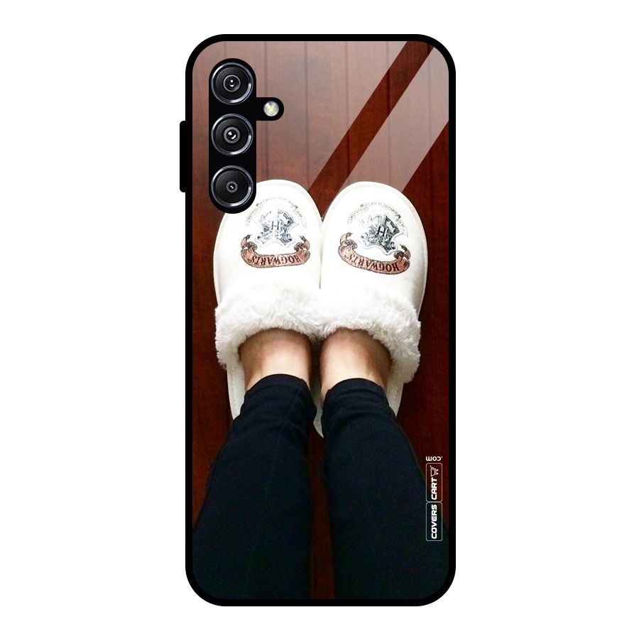 White Feets Glass Back Case for Galaxy M34 5G