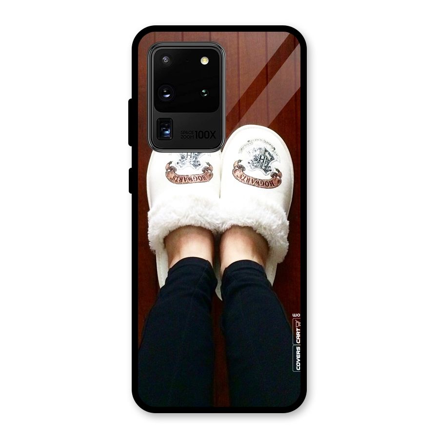 White Feets Glass Back Case for Galaxy S20 Ultra