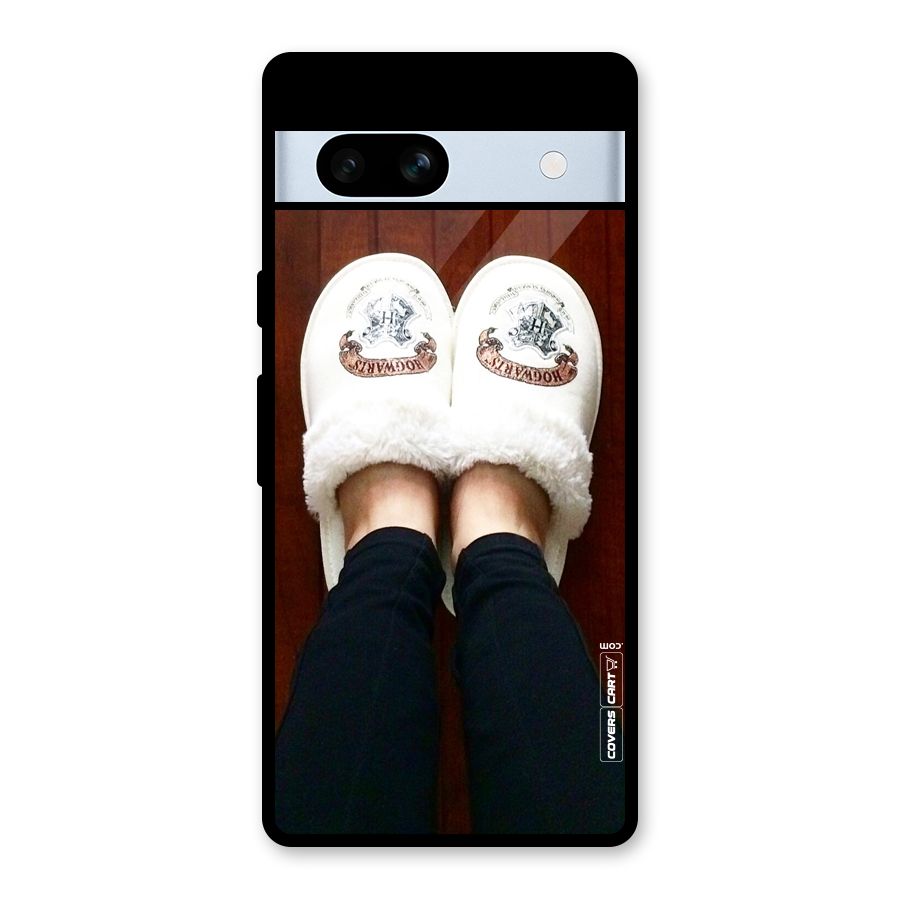 White Feets Glass Back Case for Google Pixel 7a