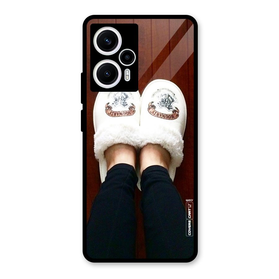 White Feets Glass Back Case for Poco F5