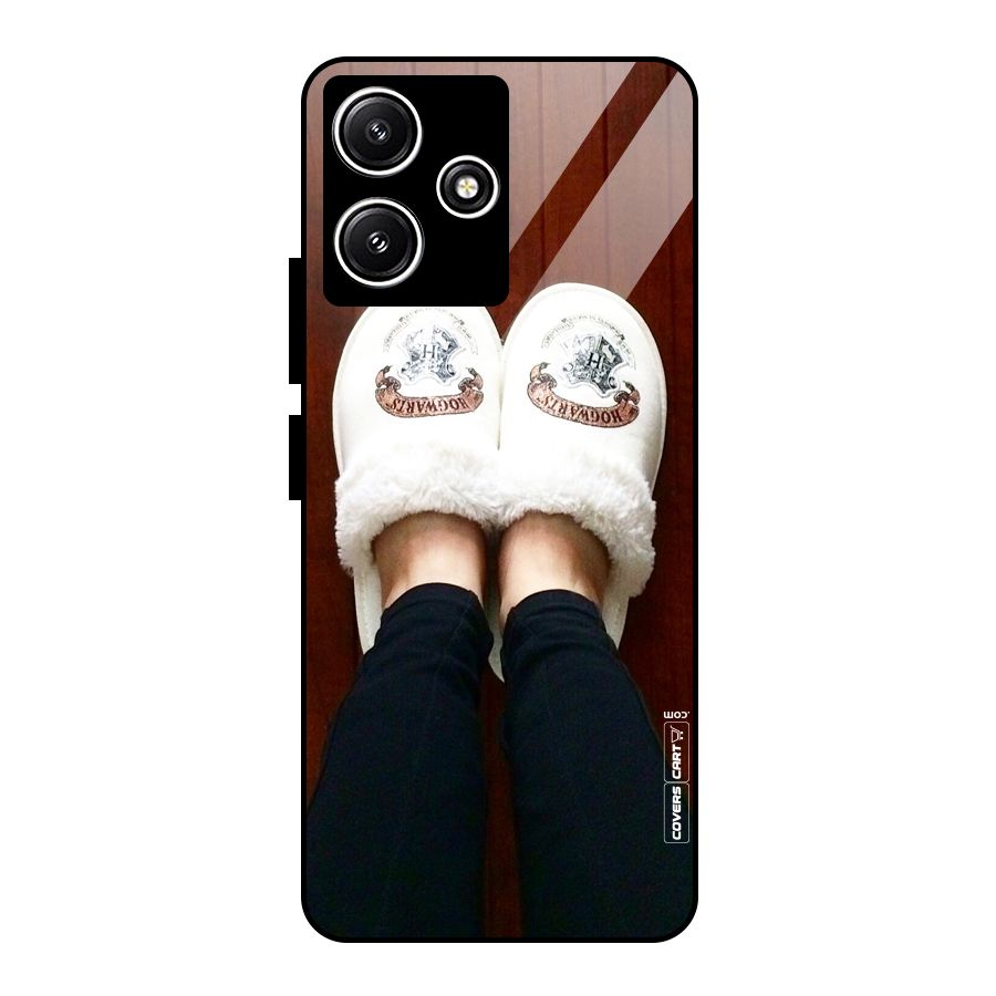White Feets Glass Back Case for Poco M6 Pro