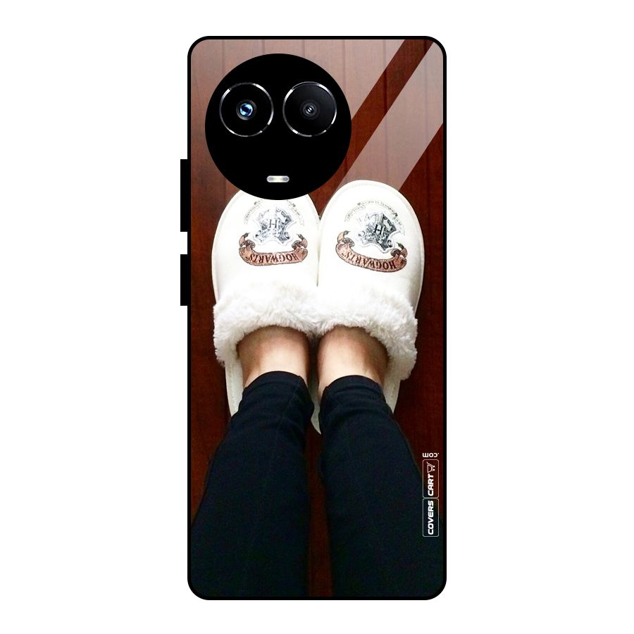 White Feets Glass Back Case for Realme 11X