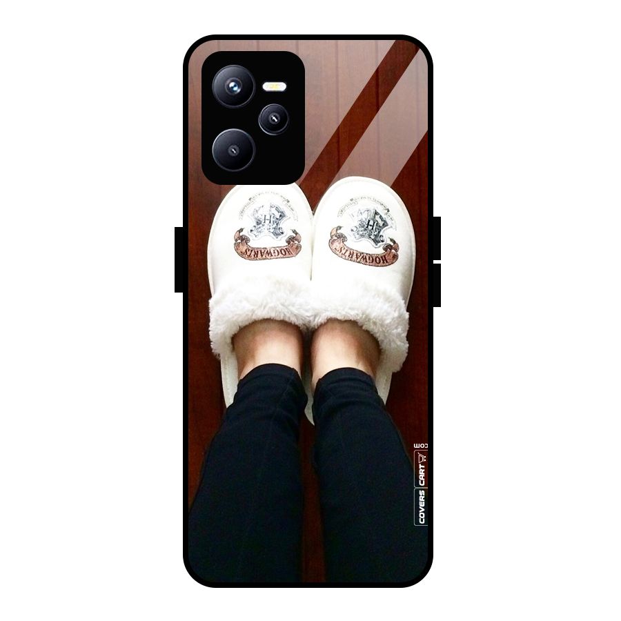 White Feets Glass Back Case for Realme C35
