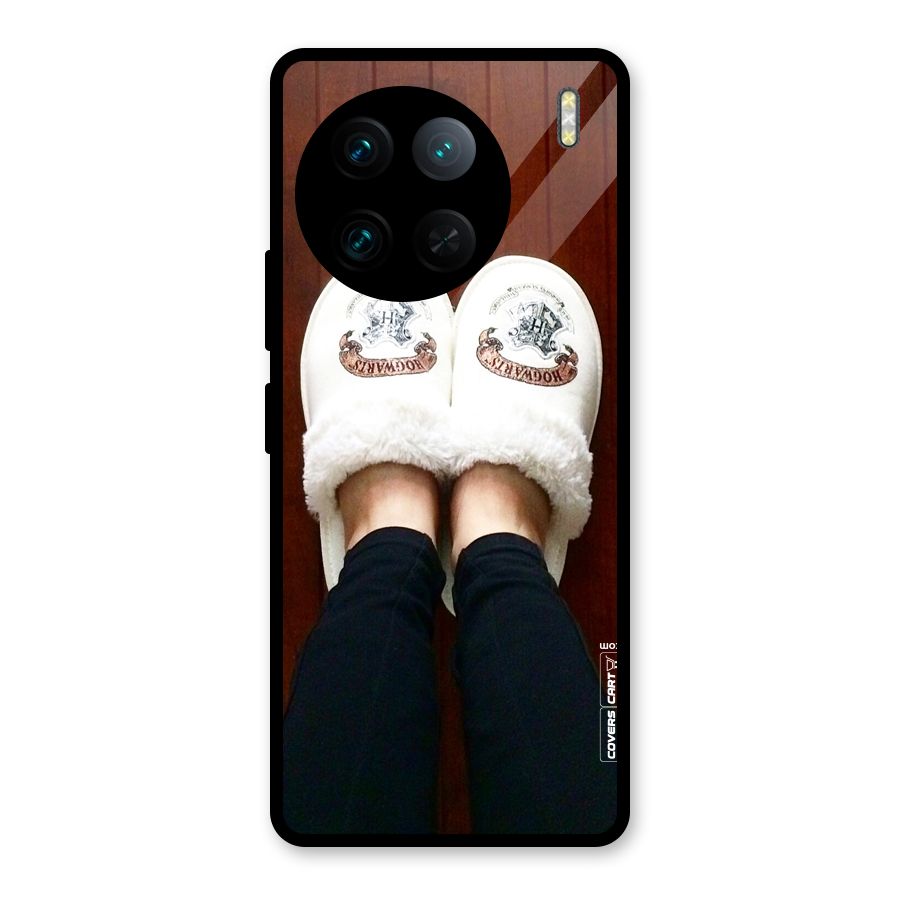 White Feets Glass Back Case for Vivo X90 Pro