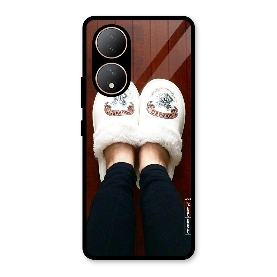 White Feets Glass Back Case for Vivo Y100A