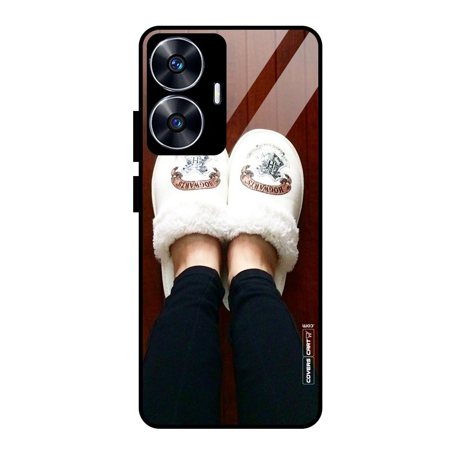 White Feets Glass Back Case for realme C55