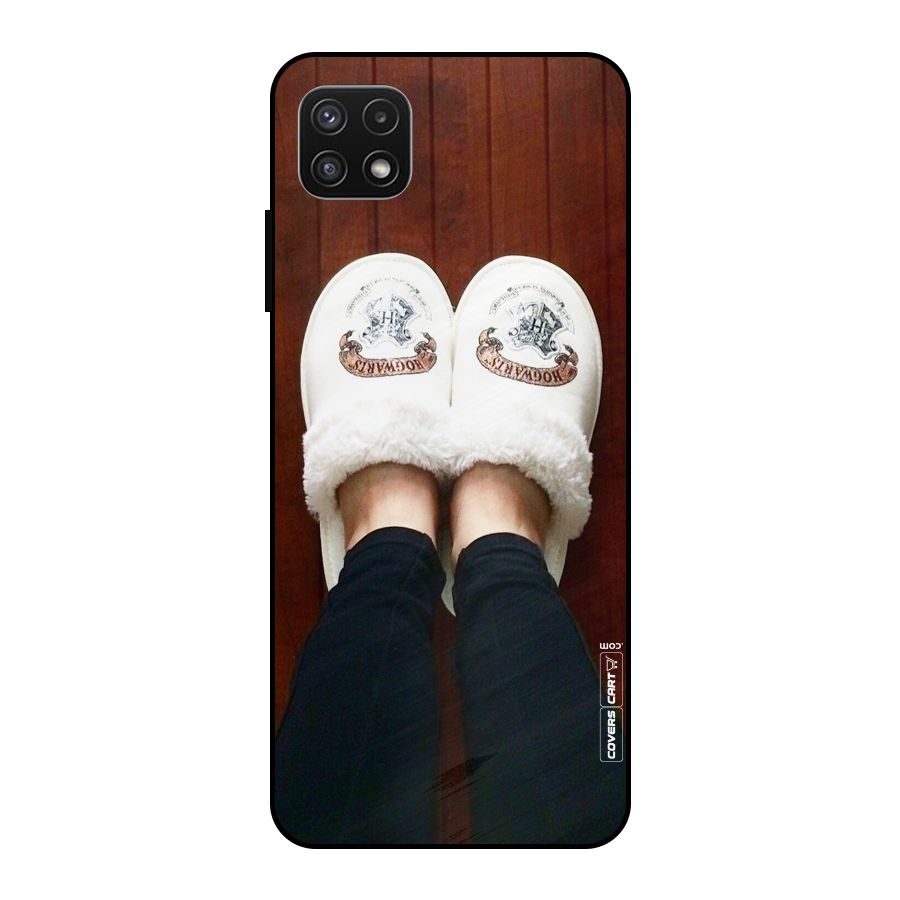 White Feets Metal Back Case for Galaxy A22 5G