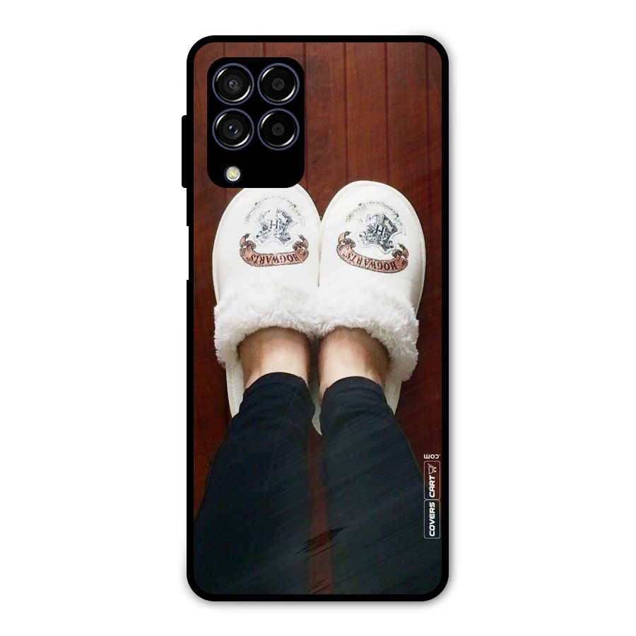 White Feets Metal Back Case for Galaxy M53 5G