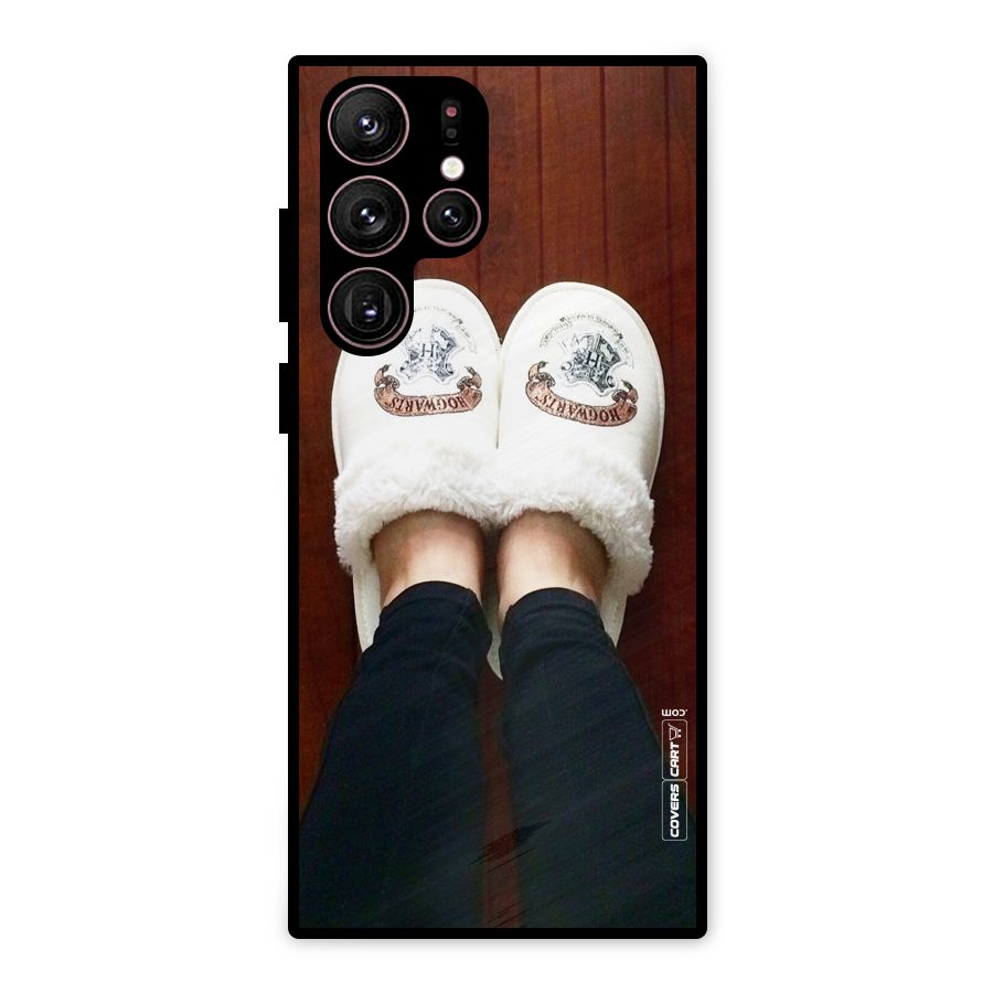 White Feets Metal Back Case for Galaxy S22 Ultra 5G