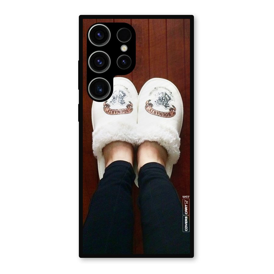 White Feets Metal Back Case for Galaxy S23 Ultra