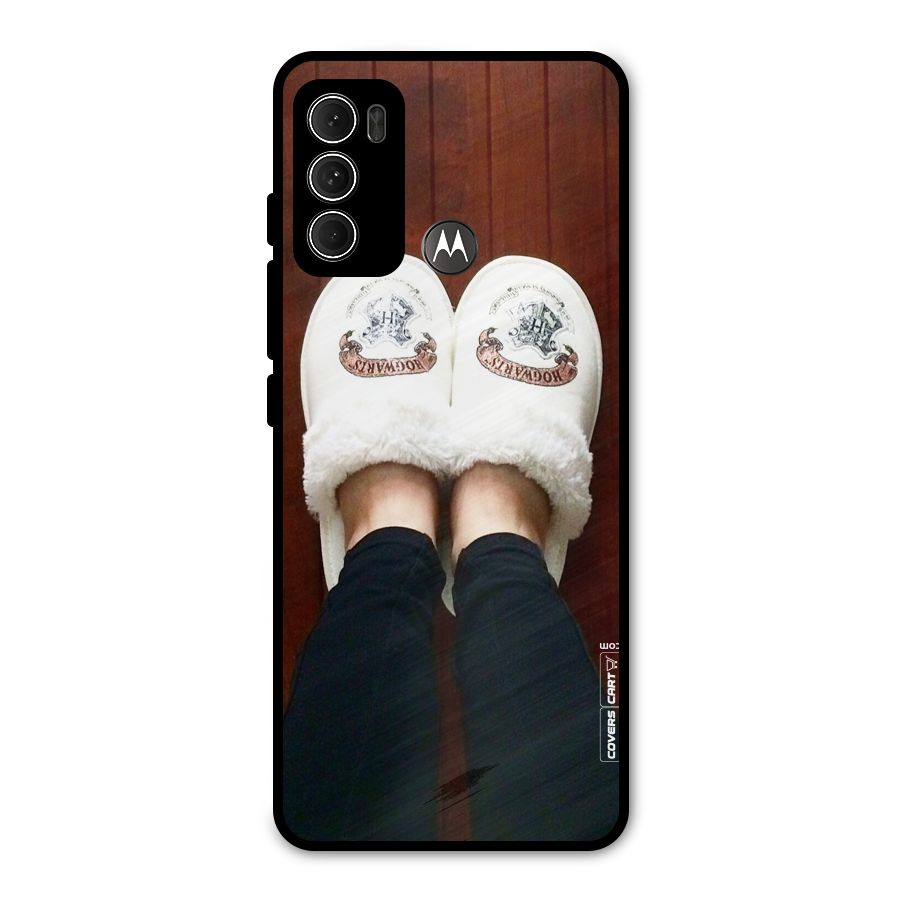 White Feets Metal Back Case for Moto G60