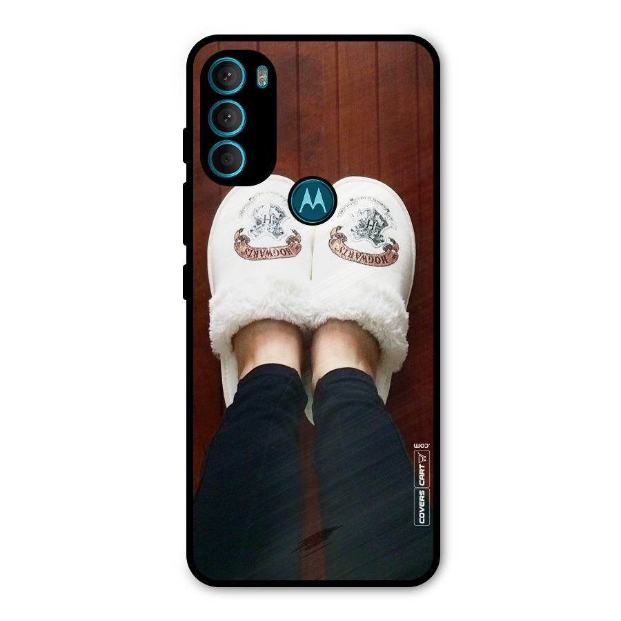 White Feets Metal Back Case for Moto G71 5G