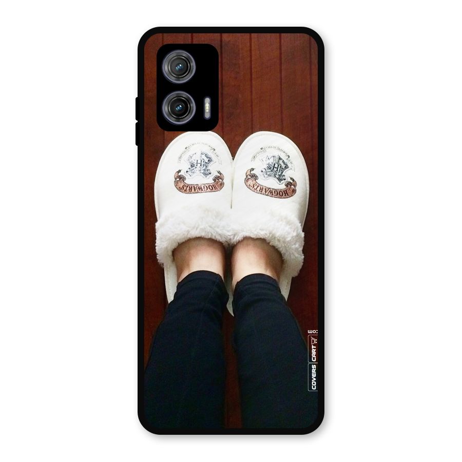 White Feets Metal Back Case for Moto G73