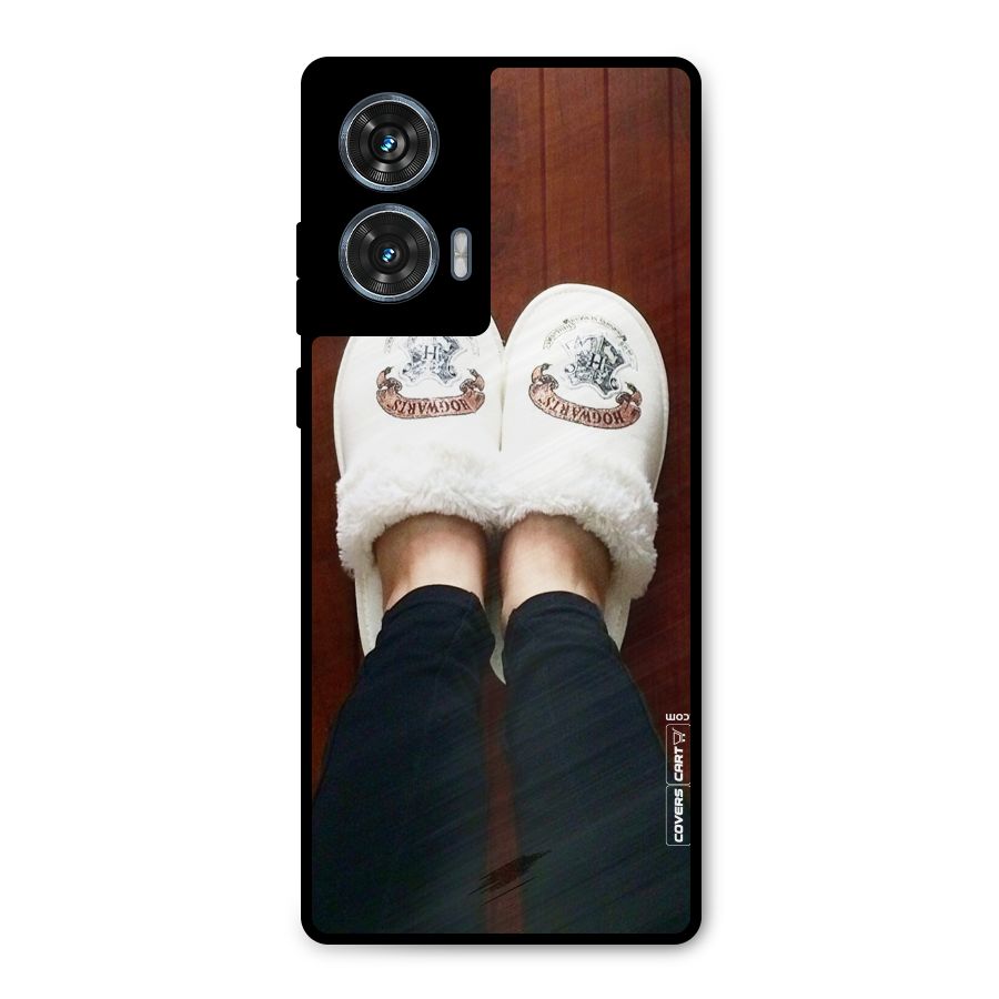 White Feets Metal Back Case for Motorola Edge 50 Fusion