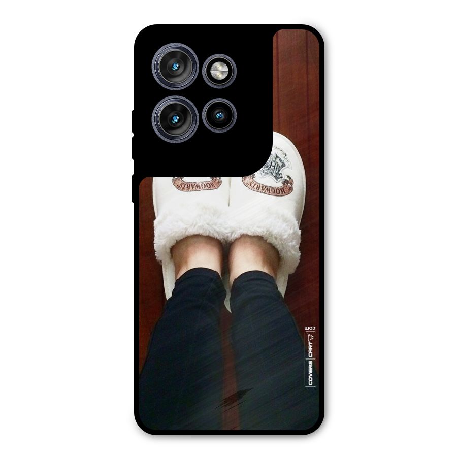 White Feets Metal Back Case for Motorola Edge 50 Neo