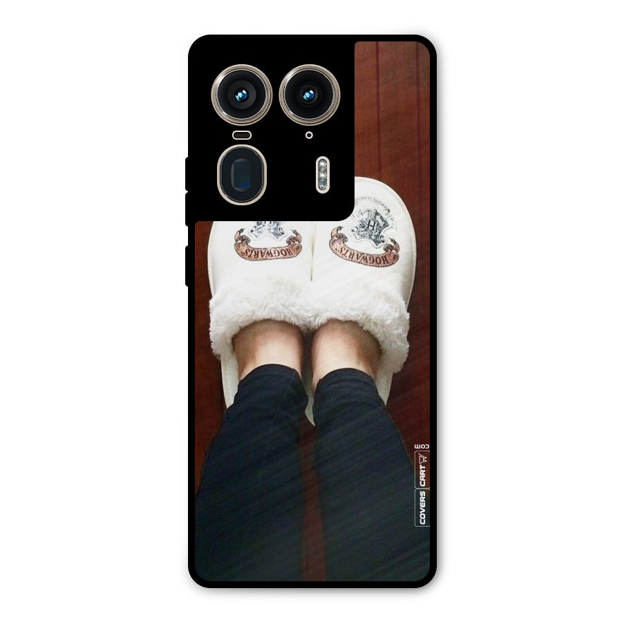White Feets Metal Back Case for Motorola Edge 50 Ultra