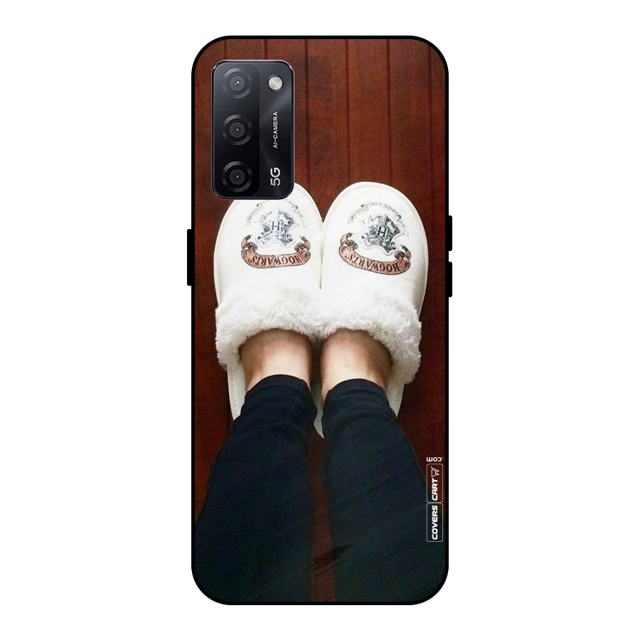 White Feets Metal Back Case for Oppo A53s 5G