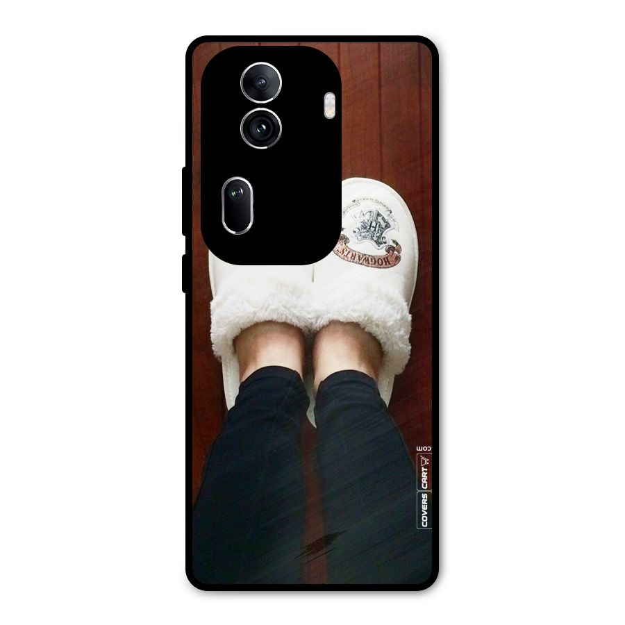 White Feets Metal Back Case for Oppo Reno11 Pro 5G