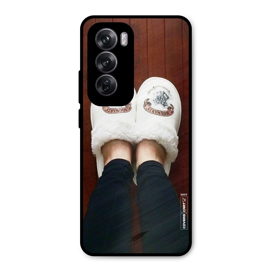 White Feets Metal Back Case for Oppo Reno12 Pro