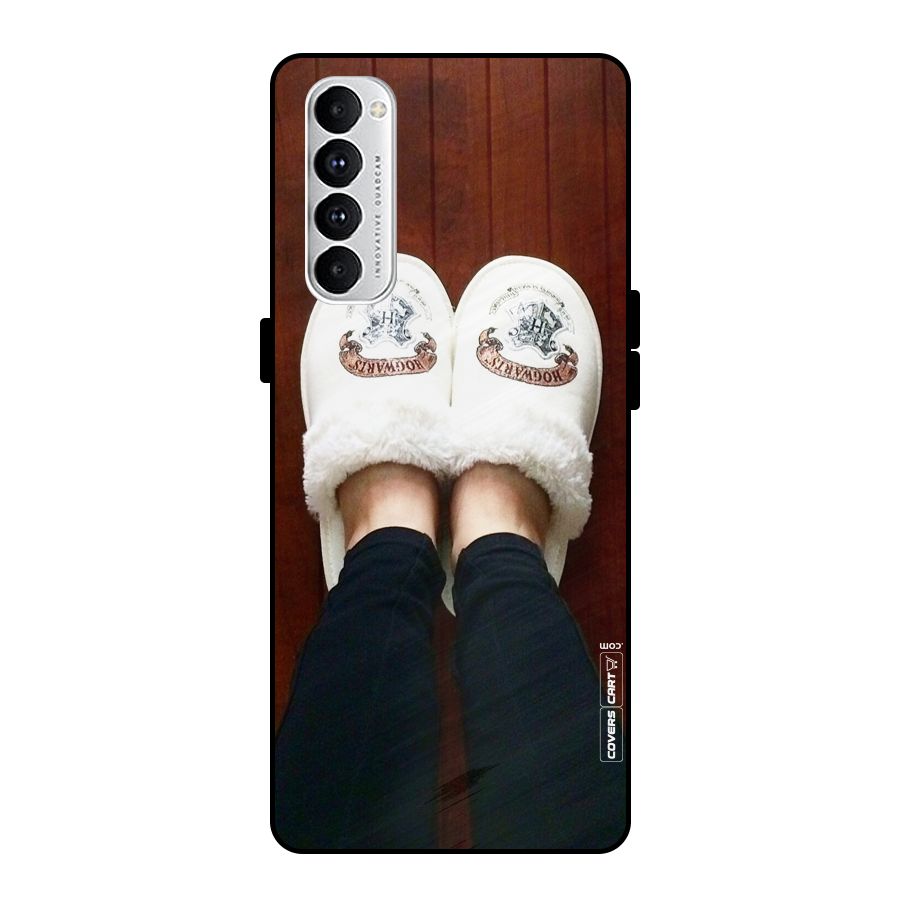 White Feets Metal Back Case for Oppo Reno4 Pro