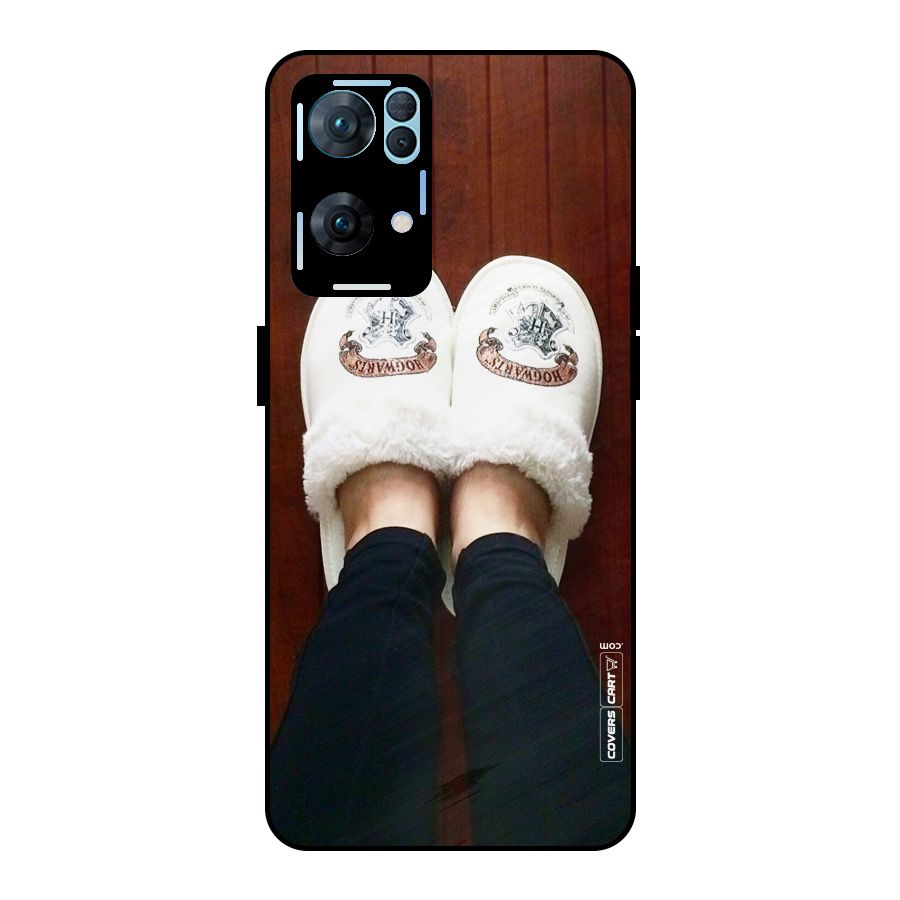 White Feets Metal Back Case for Oppo Reno7 Pro 5G