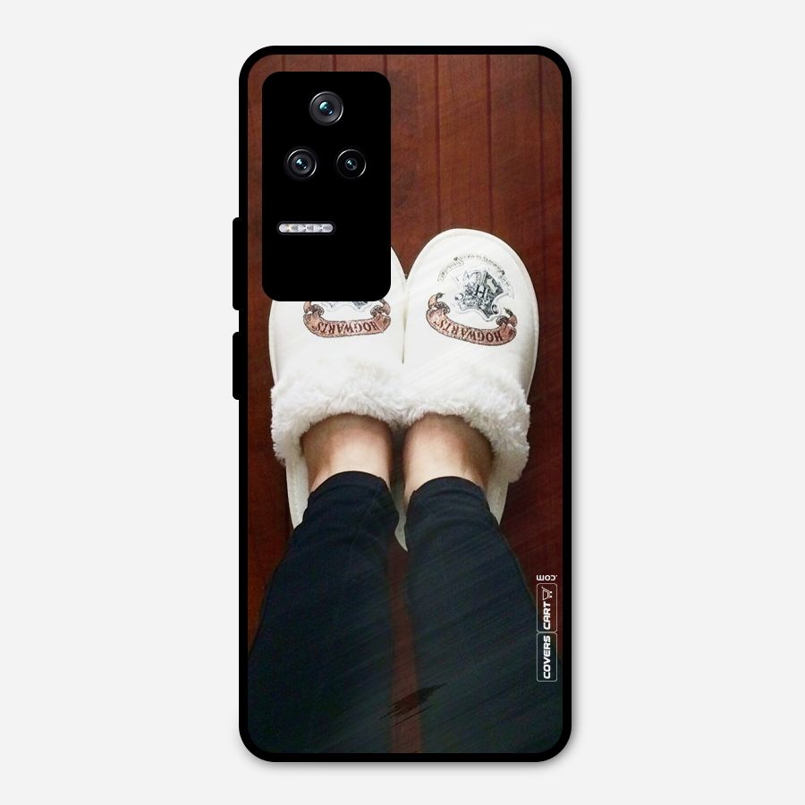 White Feets Metal Back Case for Poco F4 5G