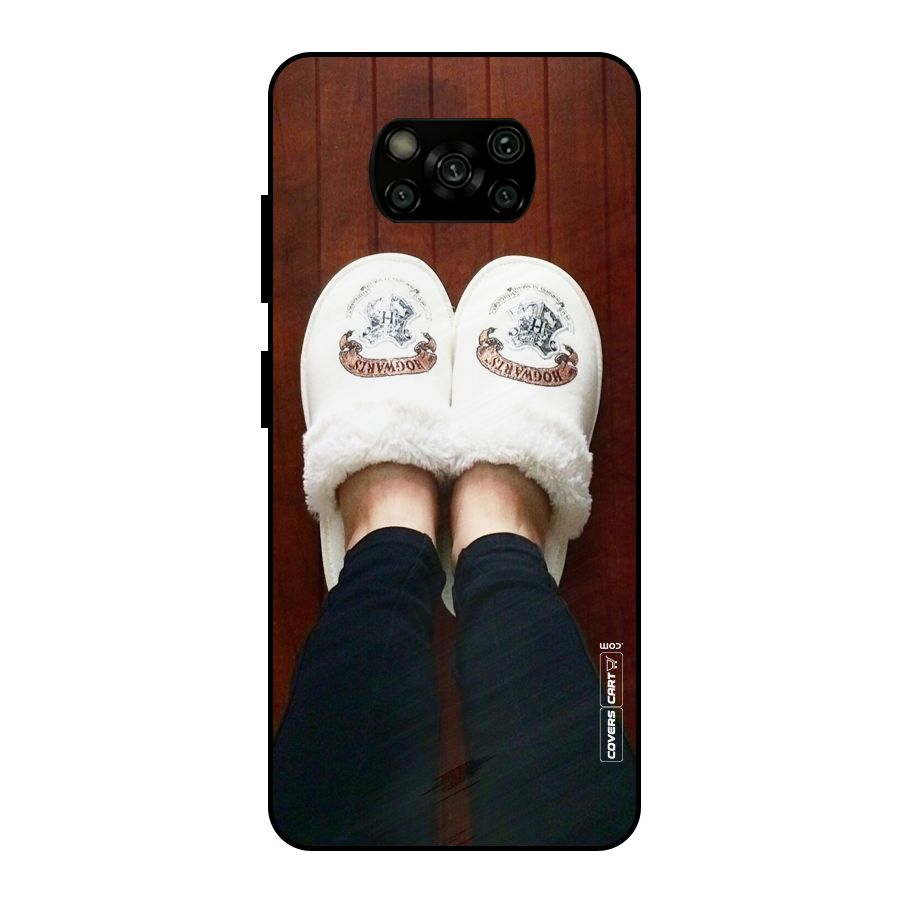 White Feets Metal Back Case for Poco X3