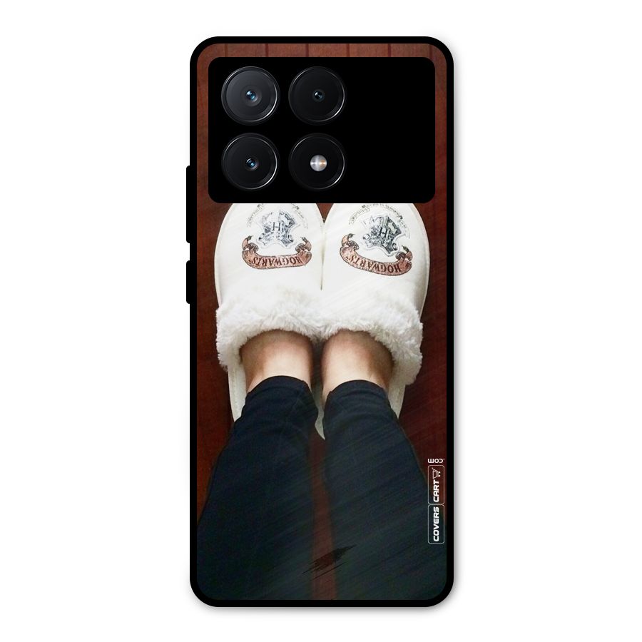 White Feets Metal Back Case for Poco X6 Pro