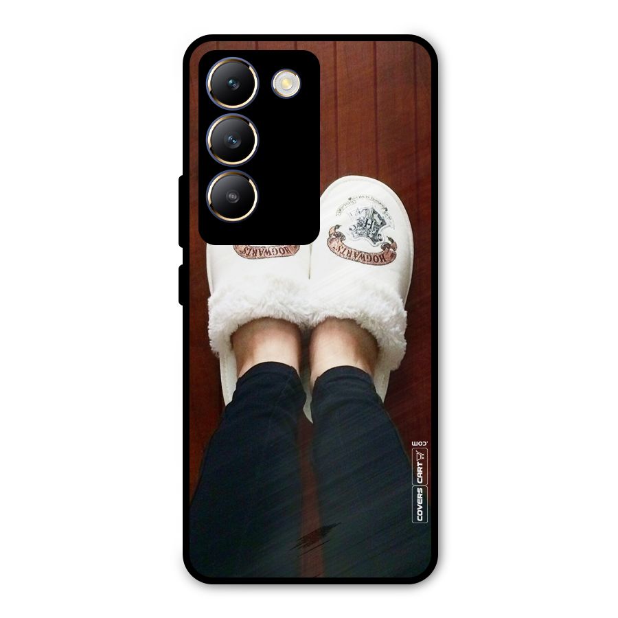 White Feets Metal Back Case for Vivo T3 5G