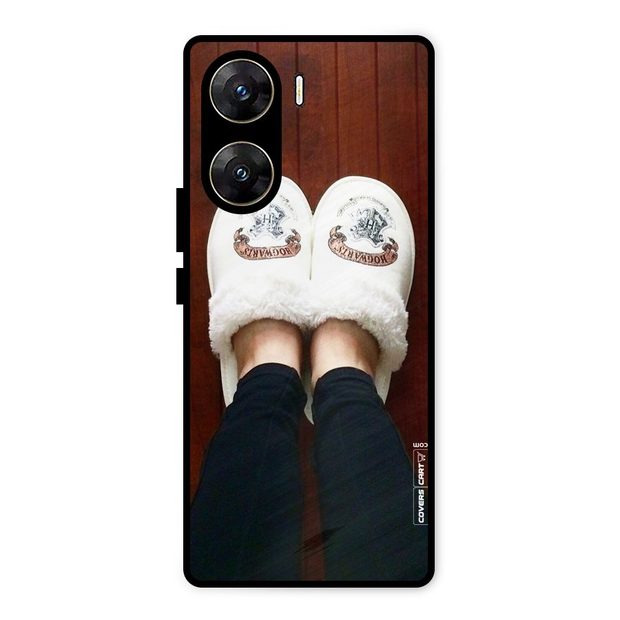 White Feets Metal Back Case for Vivo V29e