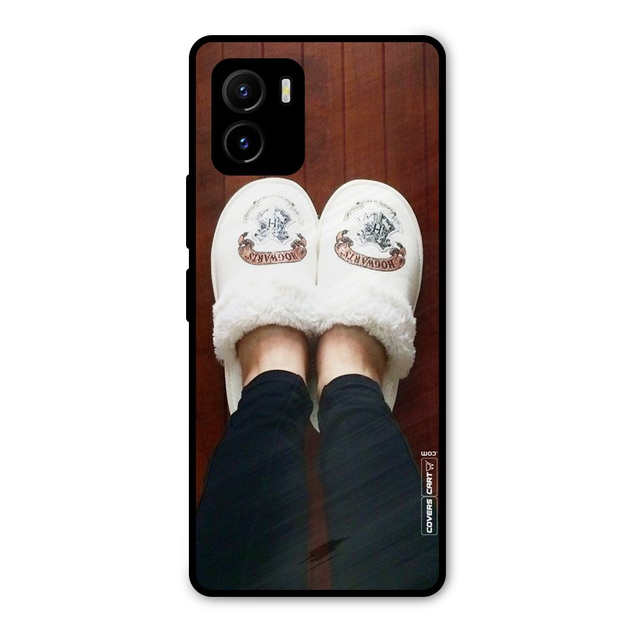 White Feets Metal Back Case for Vivo Y15s