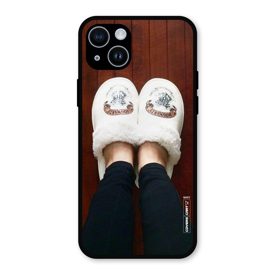 White Feets Metal Back Case for iPhone 14