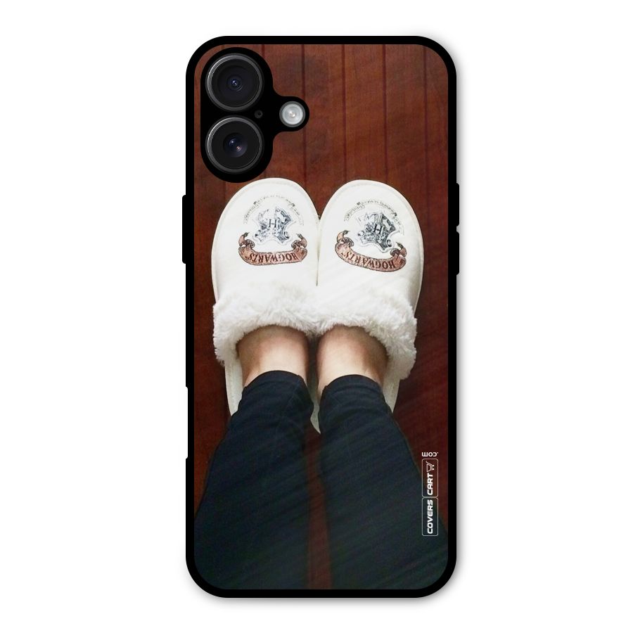 White Feets Metal Back Case for iPhone 16 Plus