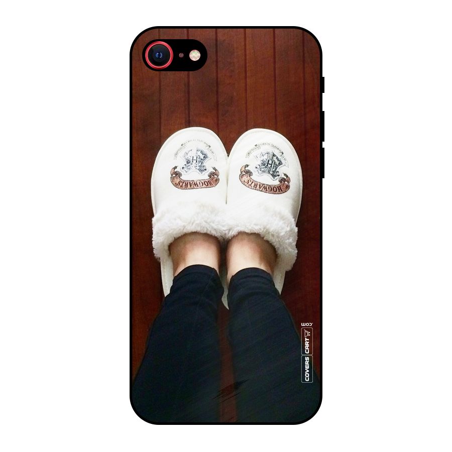 White Feets Metal Back Case for iPhone SE 2020