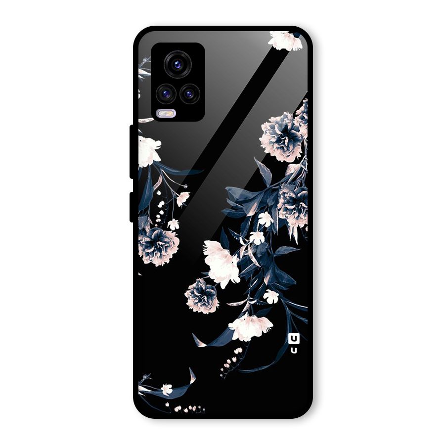 White Flora Glass Back Case for Vivo V20 2021
