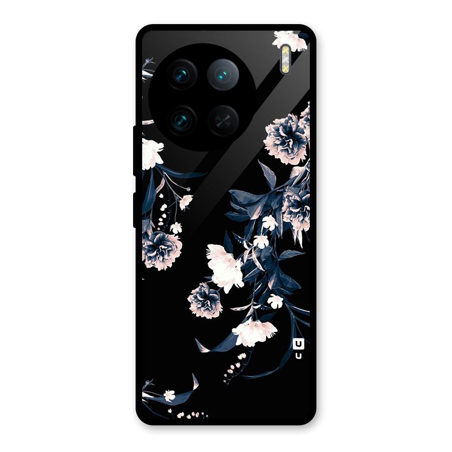 White Flora Glass Back Case for Vivo X90 Pro