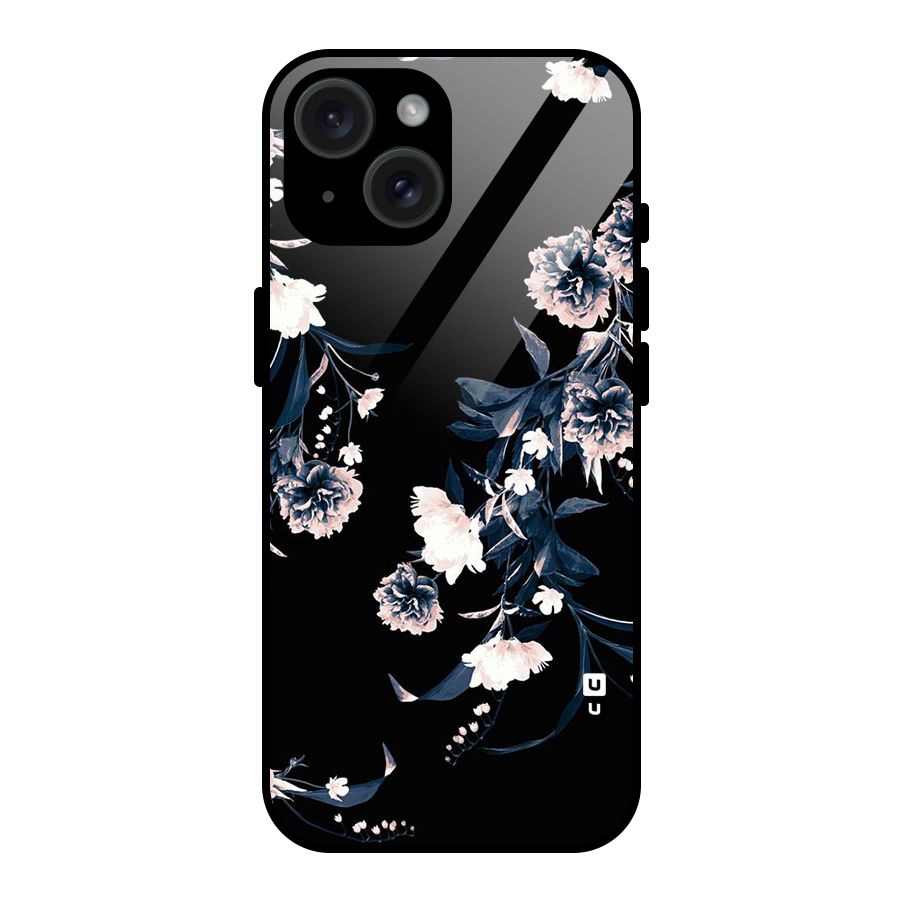 White Flora Glass Back Case for iPhone 15