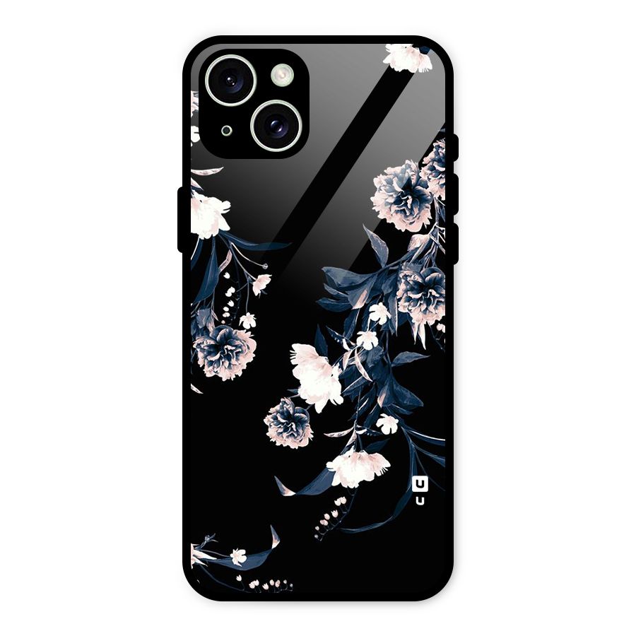 White Flora Glass Back Case for iPhone 15 Plus