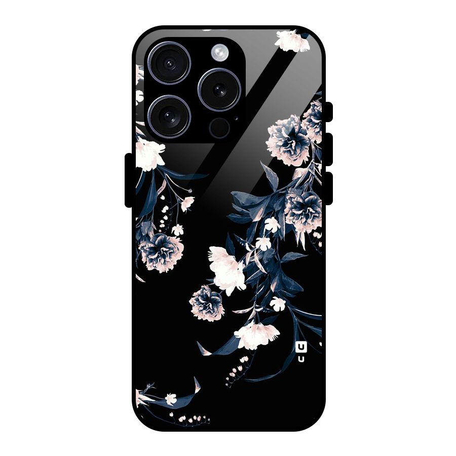 White Flora Glass Back Case for iPhone 15 Pro