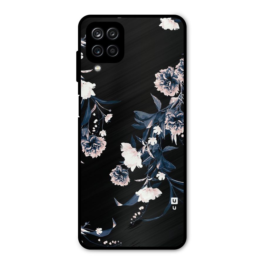 White Flora Metal Back Case for Galaxy A12