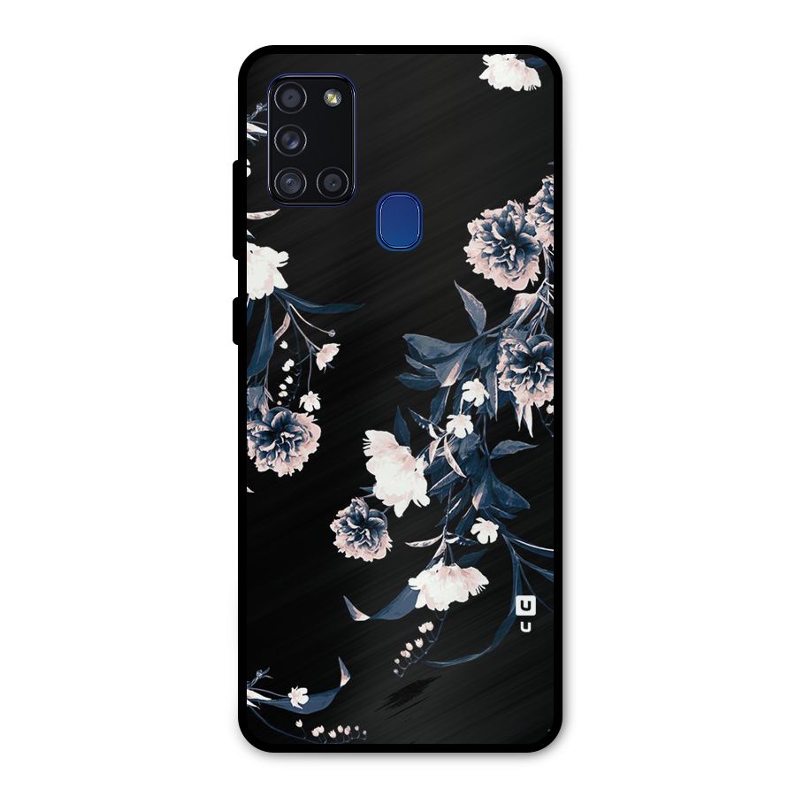 White Flora Metal Back Case for Galaxy A21s