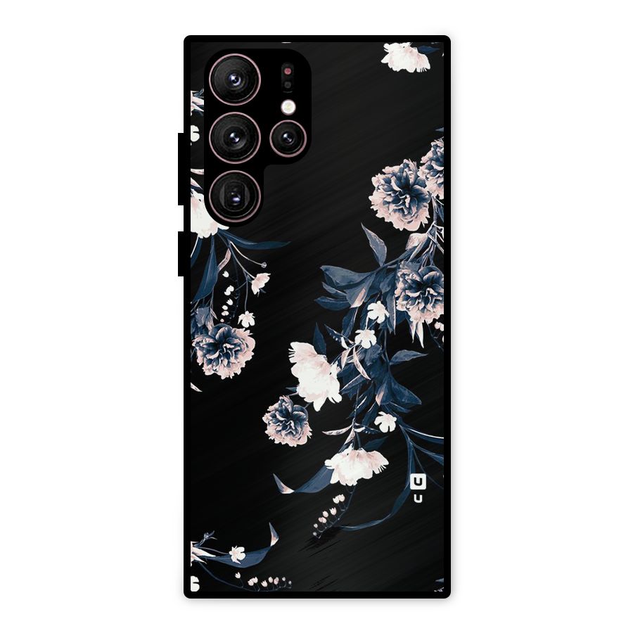 White Flora Metal Back Case for Galaxy S22 Ultra 5G
