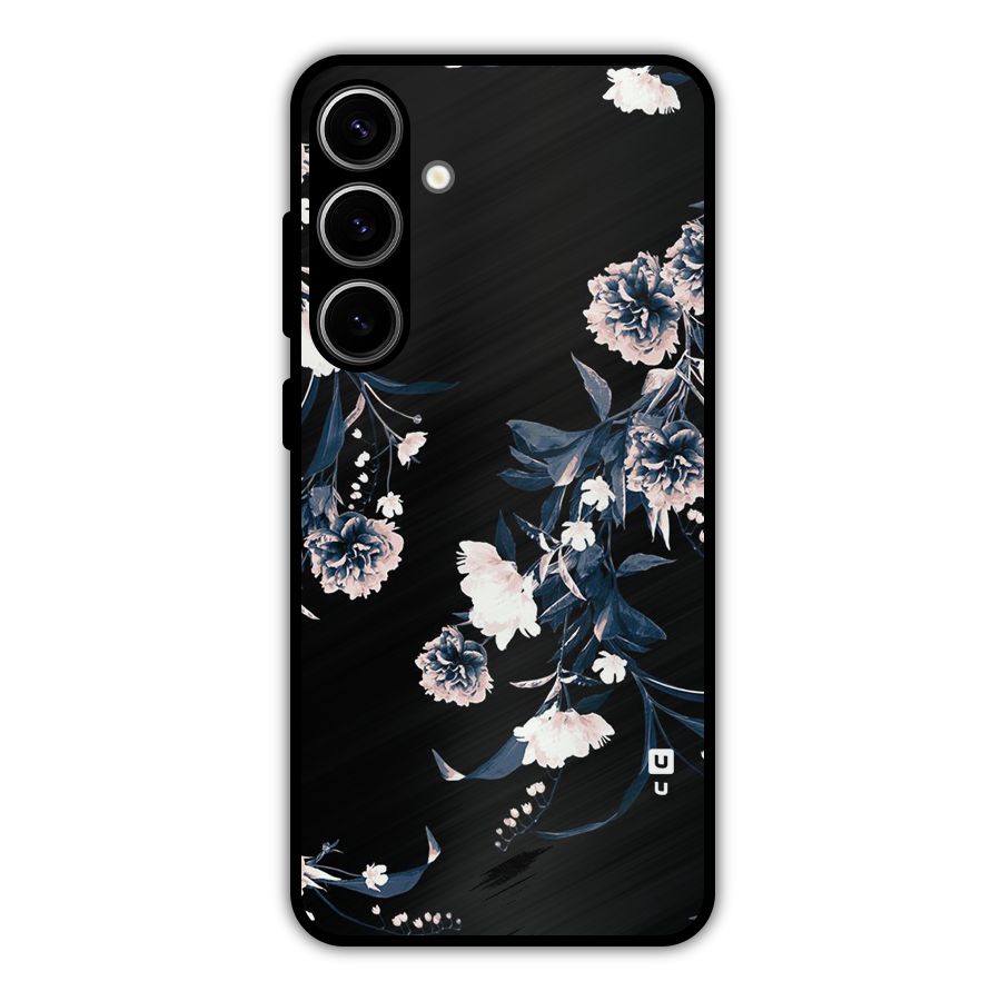 White Flora Metal Back Case for Galaxy S24 Plus