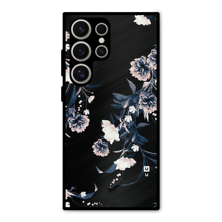 White Flora Metal Back Case for Galaxy S24 Ultra