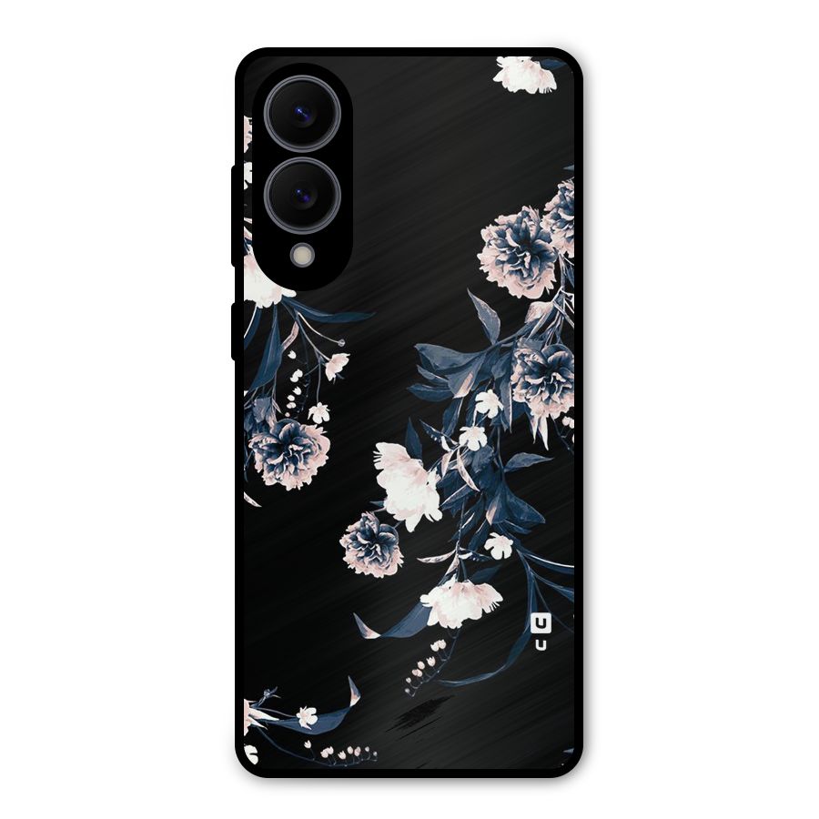 White Flora Metal Back Case for Galaxy S25 Edge