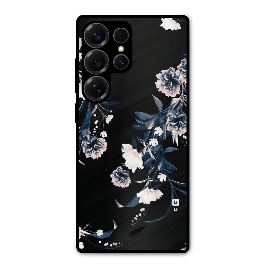 White Flora Metal Back Case for Galaxy S25 Ultra