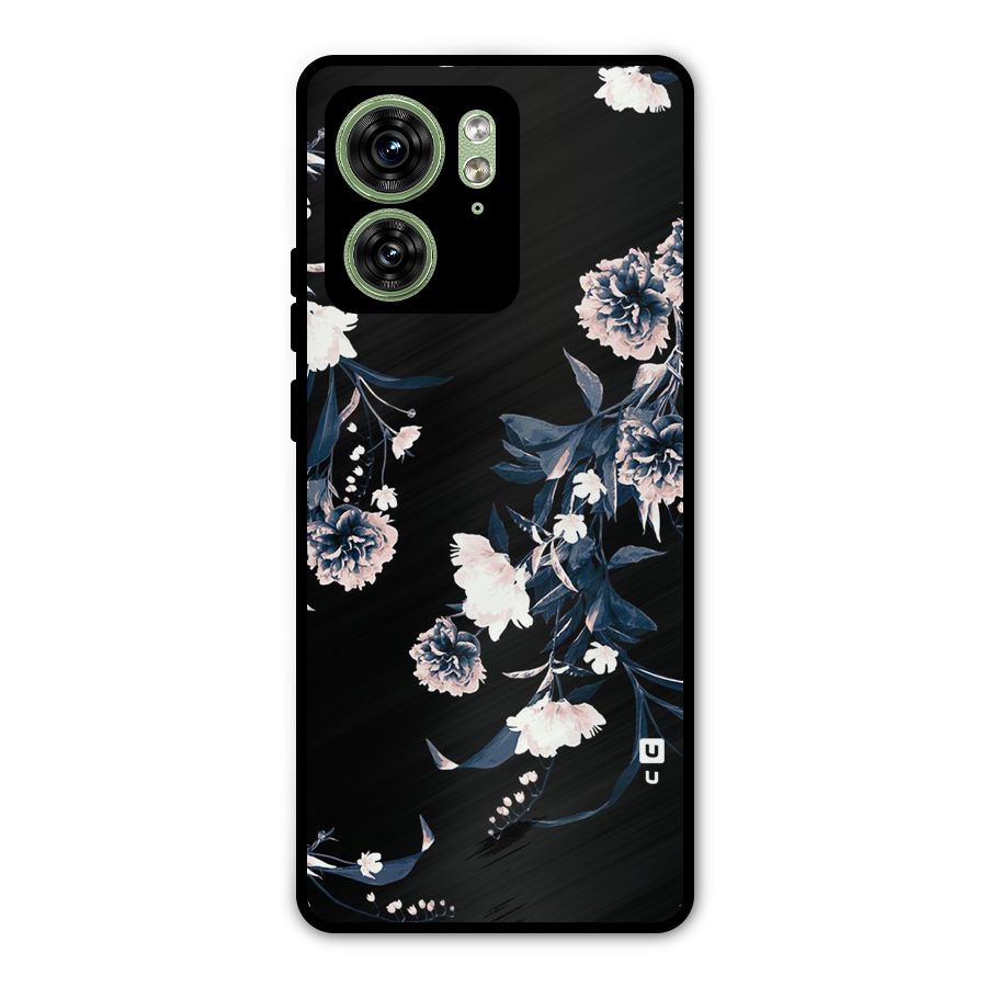 White Flora Metal Back Case for Motorola Edge 40 5G