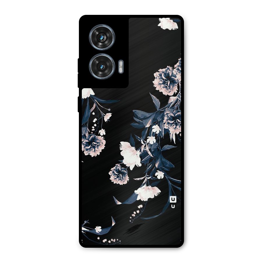 White Flora Metal Back Case for Motorola Edge 50 Fusion