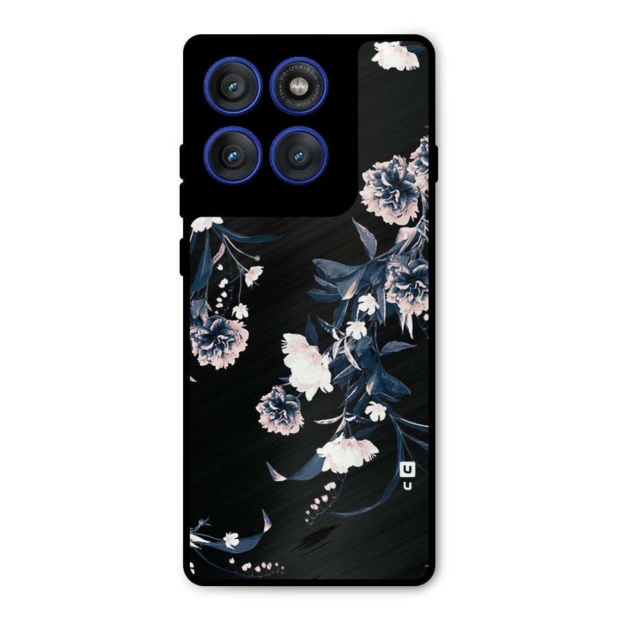 White Flora Metal Back Case for Motorola Edge 60 Pro