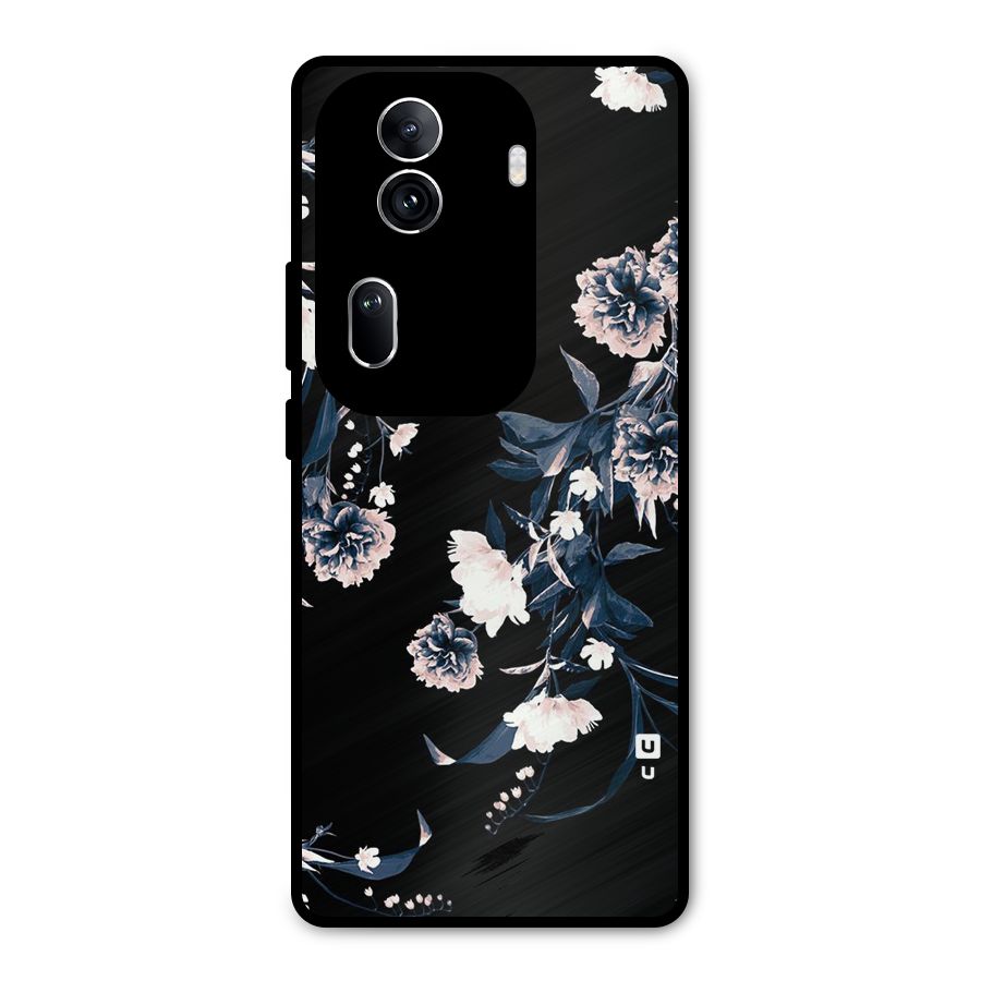 White Flora Metal Back Case for Oppo Reno11 Pro 5G